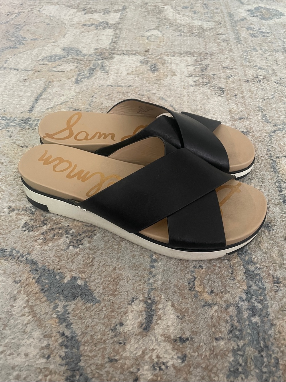 Sam Edelman Audrea Black Platorm Slip On Slide Sandal Sz 8.5